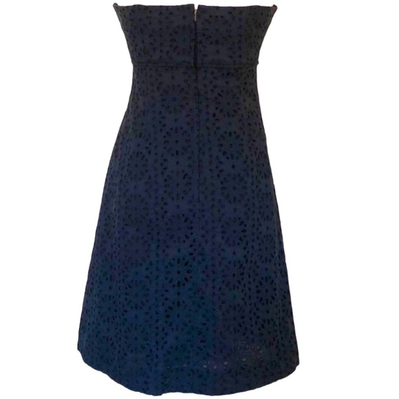 J. Crew Navy Blue Strapless Eyelet Sheath … - Picture 5 of 7